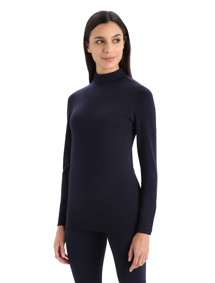 Base Layers Icebreaker Merino 260 Tech Long Sleeve Turtleneck Femme Bleu Marine | FR 1827RVDW